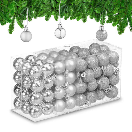 Christmas Tree Baubles Set, 96 Plastic Ornaments