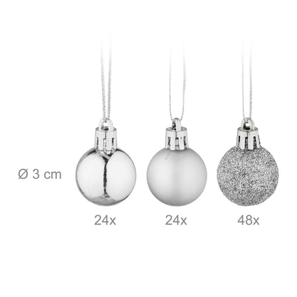 Christmas Tree Baubles Set, 96 Plastic Ornaments