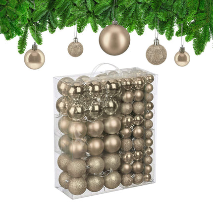 Christmas Tree Baubles Set, Matte/Shiny/Glitter Finish