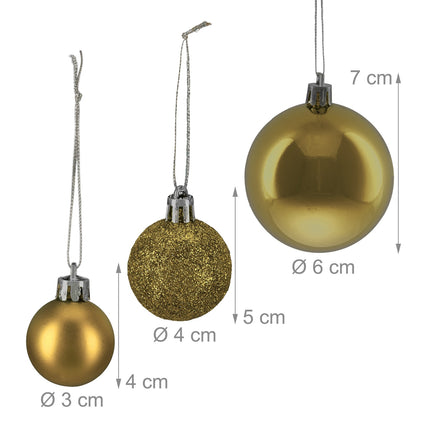 Christmas Tree Baubles Set, Matte/Shiny/Glitter Finish