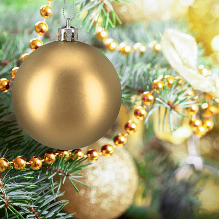 Christmas Tree Baubles Set, Red & Gold, Various Sizes
