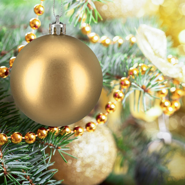 Christmas Tree Baubles Set, Red & Gold, Various Sizes