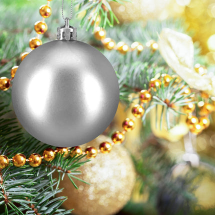 Christmas Tree Baubles Set, Red & Silver, Various Finishes