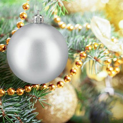 Christmas Tree Baubles Set, Silver & White, Various Finishes