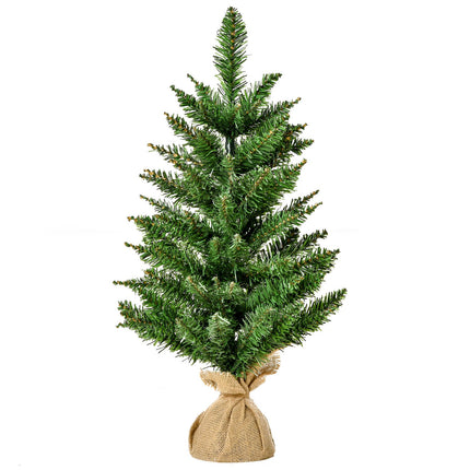 Small 60 cm artificial table top Christmas tree, linen base
