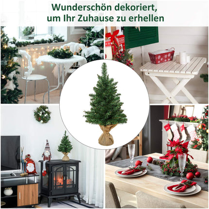 Small 60 cm artificial table top Christmas tree, linen base