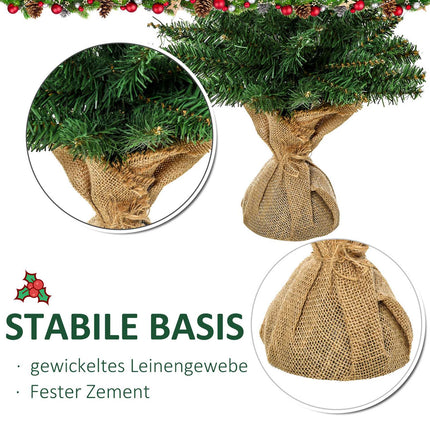 Small 60 cm artificial table top Christmas tree, linen base