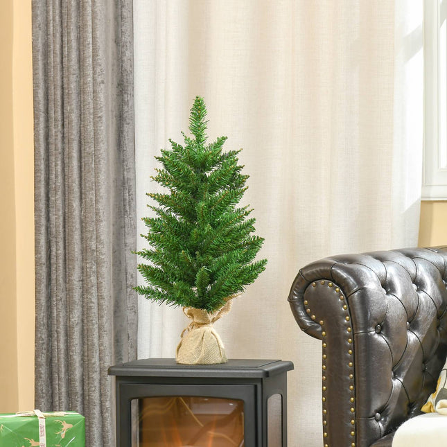 Kleiner künstlicher 60 cm Weihnachtsbaum für den Tisch, Leinenfuß