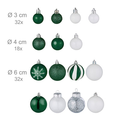 Weihnachtsbaumkugeln Set, 101 Plastik-Christbaumkugeln