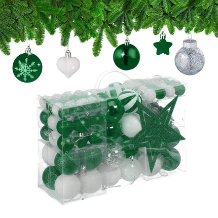 Weihnachtsbaumkugeln Set, 101 Plastik-Christbaumkugeln