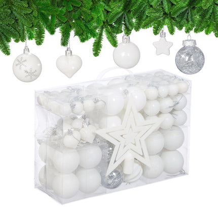 Christmas Tree Ornaments Set, 101 Plastic Baubles