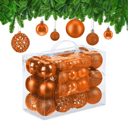 Sada ozdob na vánoční stromek, 50 baněk, mix povrchů