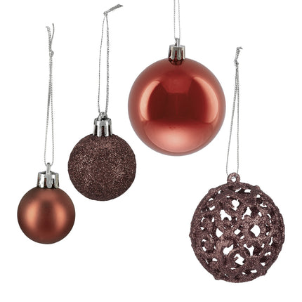 Christmas Tree Ornaments Set, 50 Baubles, Mixed Finishes