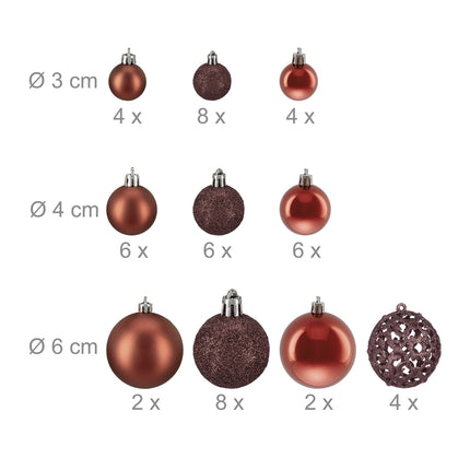 Christmas Tree Ornaments Set, 50 Baubles, Mixed Finishes