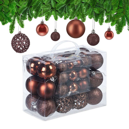 Christmas Tree Ornaments Set, 50 Baubles, Mixed Finishes