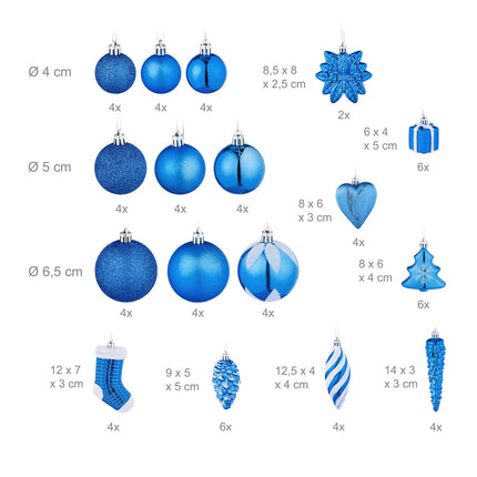 Weihnachtsbaumschmuck-Set, 72-teilig, Kugeln & Dekorationen