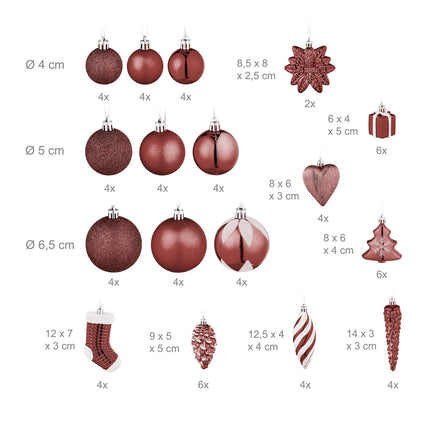 Weihnachtsbaumkugeln Set, 72-teilig, Kugeln & Dekorationen