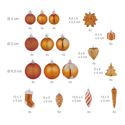 Weihnachtsbaumkugel-Set, 72 Stück