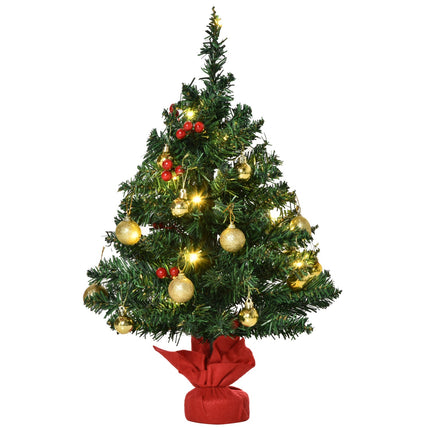 Kleiner grüner Weihnachtsbaum mit LED-Beleuchtung und Beeren