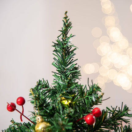 Kleiner grüner Weihnachtsbaum mit LED-Beleuchtung und Beeren