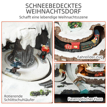 Weihnachtsdorf mit LED-Beleuchtung, Musik und fahrendem Zug