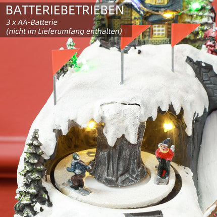 Weihnachtsdorf mit LED-Beleuchtung, Musik und fahrendem Zug