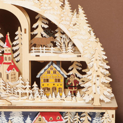 Weihnachtsdorf mit LED-Beleuchtung, 45 cm, Holz