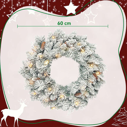 Vánoční věnec s LED osvětlením, šišky, 60cm