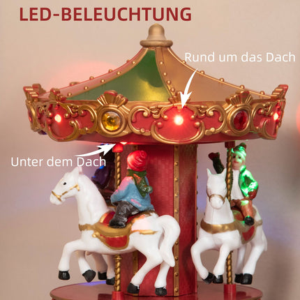 Weihnachts-Spieldose Karussell, LED & rotierend, 13x18,5 cm