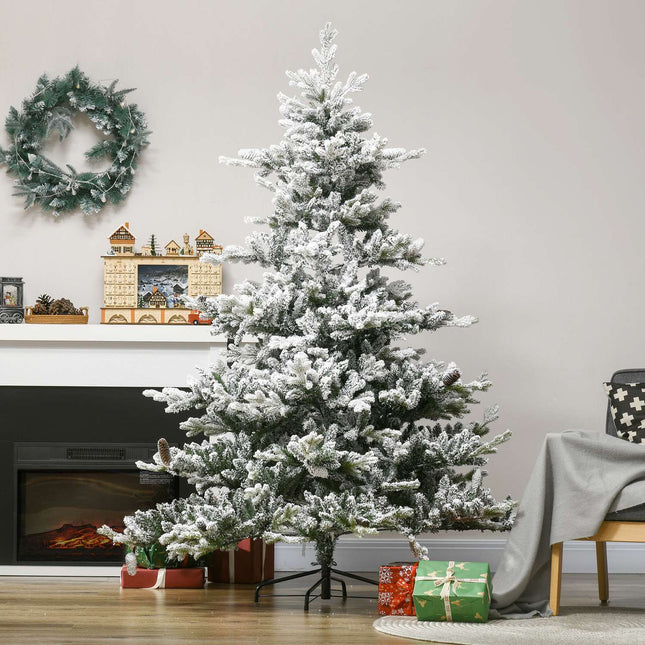 Umělý zasněžený vánoční stromek 6ft - 1471 větviček