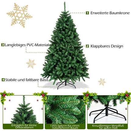 Weihnachtsbaum 183 cm künstlicher Weihnachtsbaum mit klappbarem Metallständer