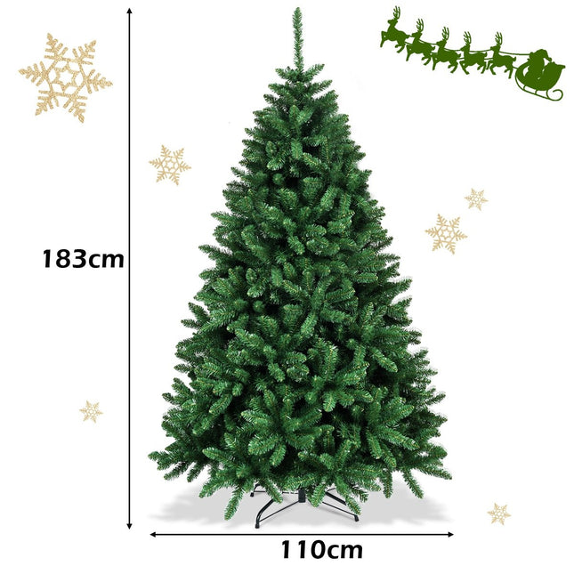 Weihnachtsbaum 183 cm künstlicher Weihnachtsbaum mit klappbarem Metallständer