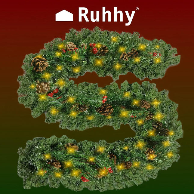 Weihnachtsbaumgirlande 2,7m mit Ruhhy 22322 LED-Leuchten 