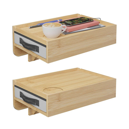 Clamp-On Bamboo Bedside Tables, Set of 2 with Drawer