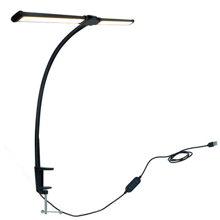 Klemmbare LED-Schreibtischlampe, 61cm Doppelköpfe, USB dimmbar