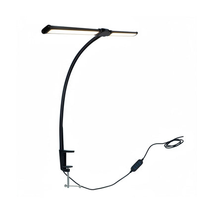 Klemmbare LED-Schreibtischlampe, 61cm Doppelköpfe, USB dimmbar