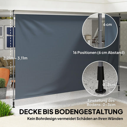 Klemmmarkise höhenverstellbar, UV-beständig, 400 cm breit