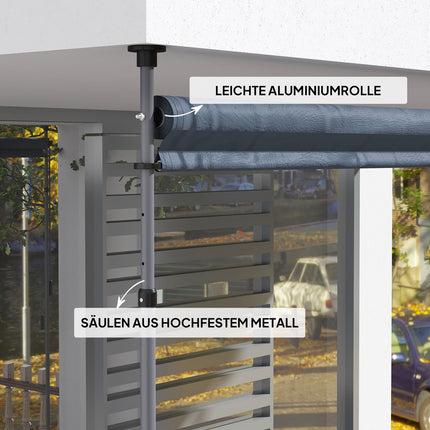 Klemmmarkise höhenverstellbar, UV-beständig, 400 cm breit