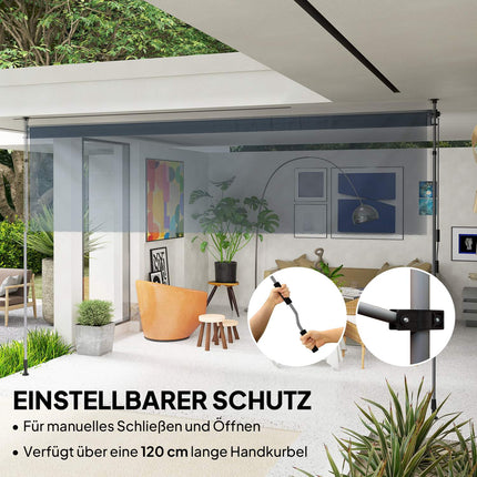 Klemmmarkise höhenverstellbar, UV-beständig, 400 cm breit