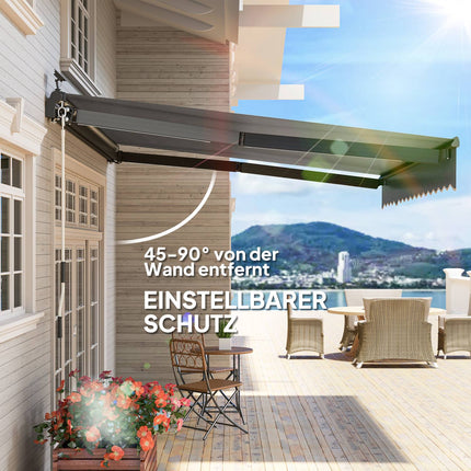 Klemmmarkise mit Handkurbel, UV 50+, 400 cm, Grau