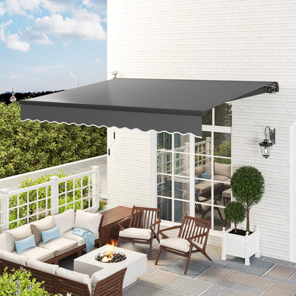 Klemmmarkise mit Handkurbel, UV 50+, 400 cm, Grau