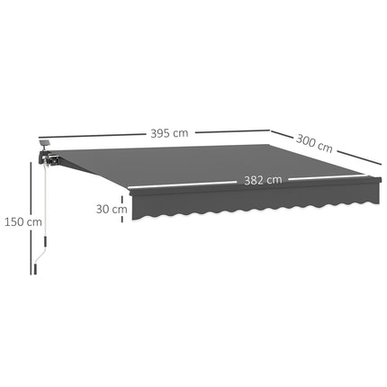 Klemmmarkise mit Handkurbel, UV 50+, 400 cm, Grau