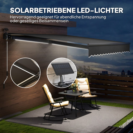 Klemmmarkise mit Handkurbel, UV 50+, 400 cm, Grau