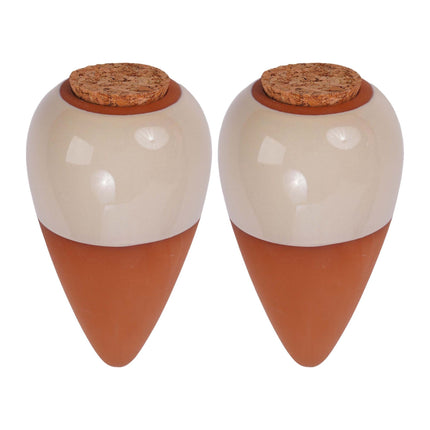 Clay Watering Cones with Lids, 350ml, Beige, 2-Pack