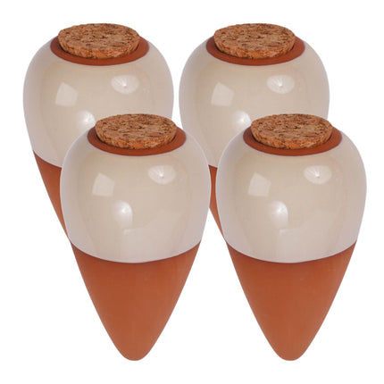 Clay Watering Cones with Lids, 350ml, Beige, 4-Pack