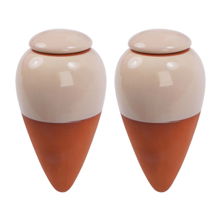 Clay Watering Cones with Lids, 350ml, Set of 2 - Beige