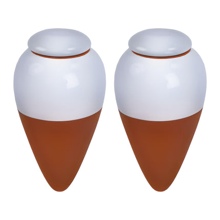 Clay Watering Cones with Lids, 350ml, White, Set of 2