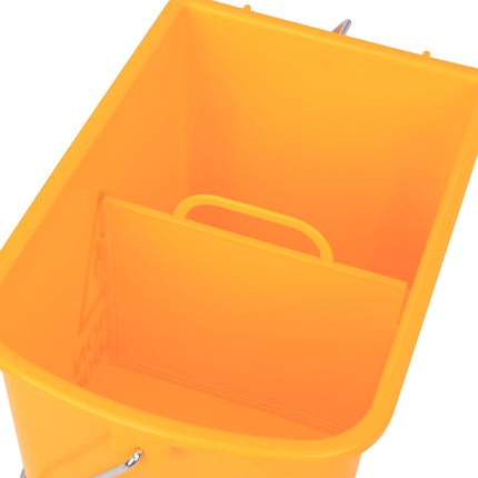 Seau de nettoyage, chariot de nettoyage, chariot d'essuyage, seau mobile 20 litres avec presse 2 chambres jaune