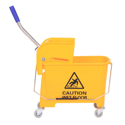 Seau de nettoyage, chariot de nettoyage, chariot d'essuyage, seau mobile 20 litres avec presse 2 chambres jaune