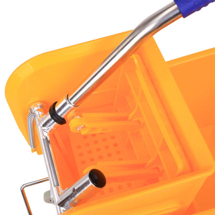 Seau de nettoyage, chariot de nettoyage, chariot d'essuyage, seau mobile 20 litres avec presse 2 chambres jaune